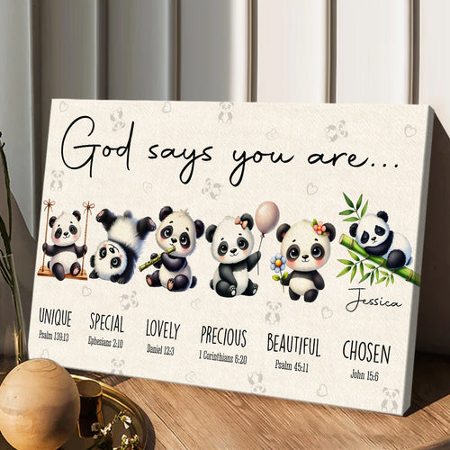 God Says You Are - Personalized Panda Lover Canvas And Poster
