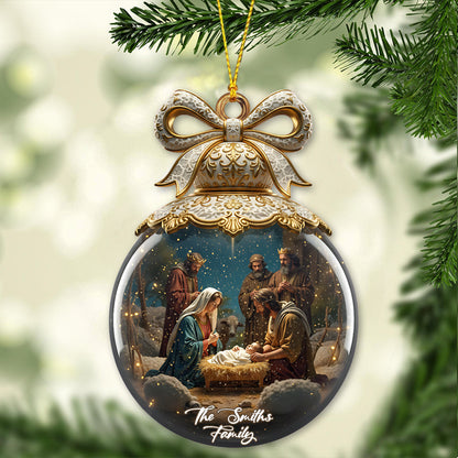 Holy Family Nativit - Personalized Christian Ornament