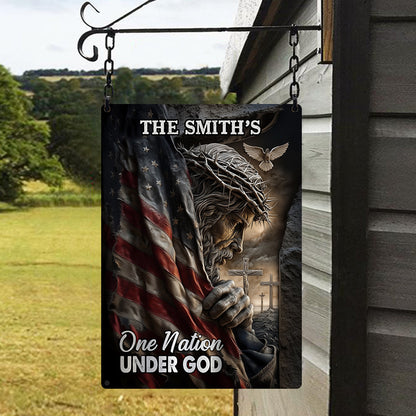 Jesus American One Nation Under God - Personalized Christian Rectangle Metal Sign
