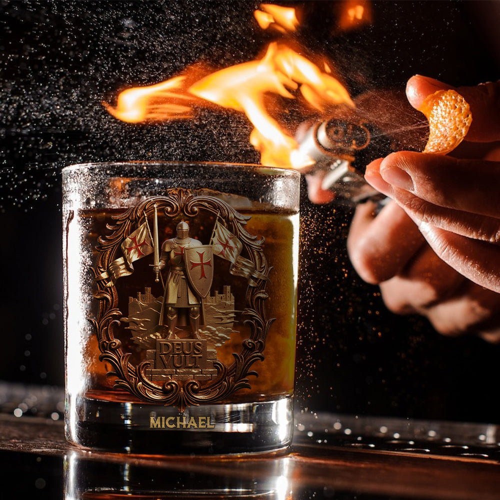 Deus vult - Personalized Christian Whiskey Glass
