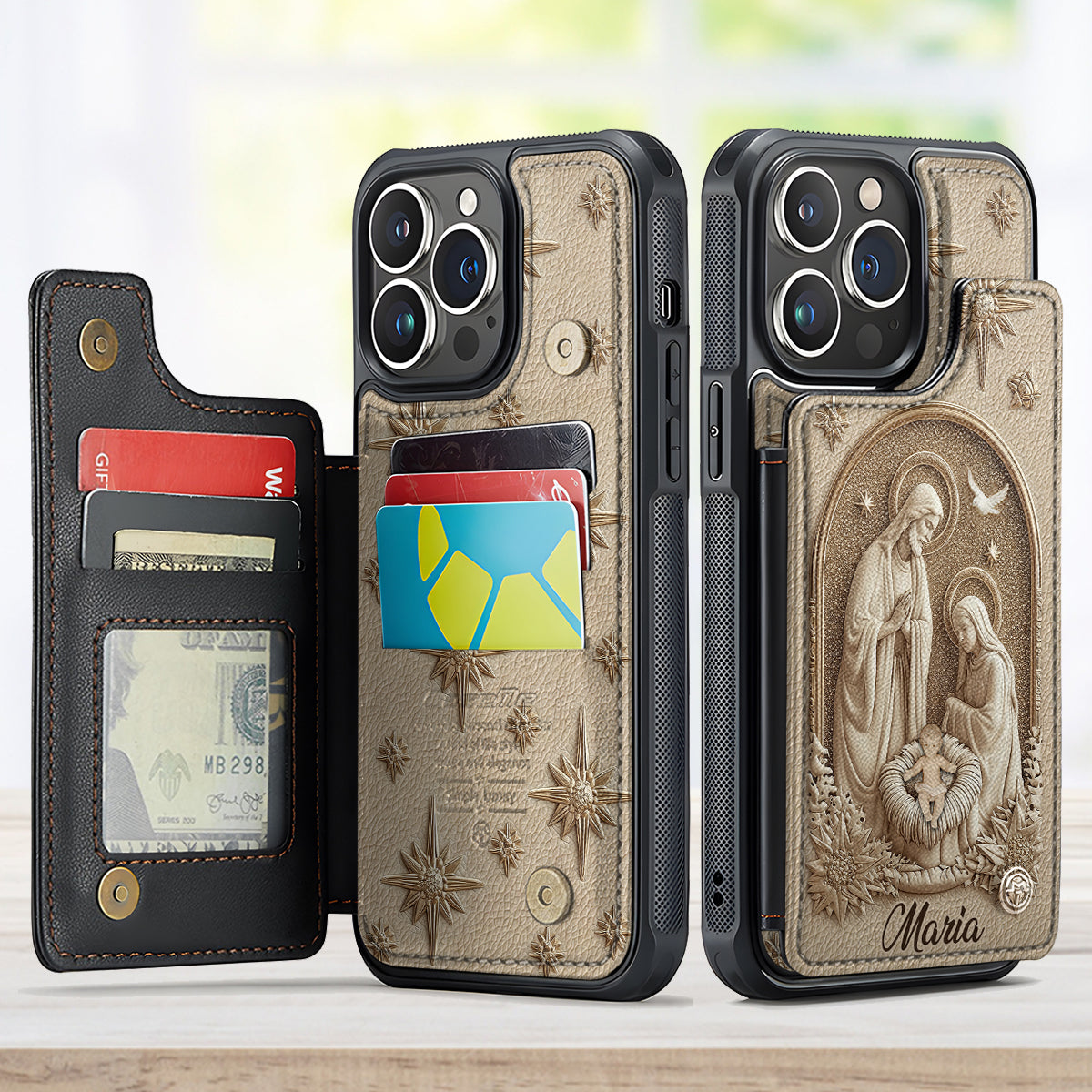 The Holy Family - Personalized Christian Fully Printed Wallet Phone Case
