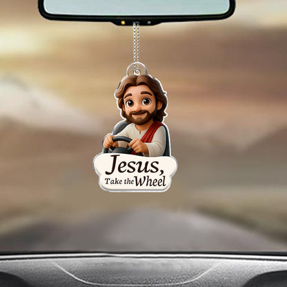 Jesus Take The Wheel - Christian Custom Shaped Car Ornament