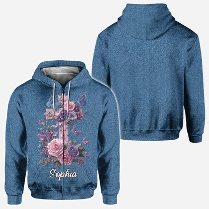 Cross & Floral - Graceful Style Honoring Faith - Personalized Christian All Over Shirt
