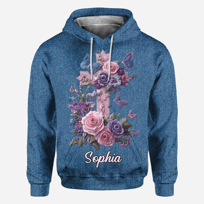 Cross & Floral - Graceful Style Honoring Faith - Personalized Christian All Over Shirt