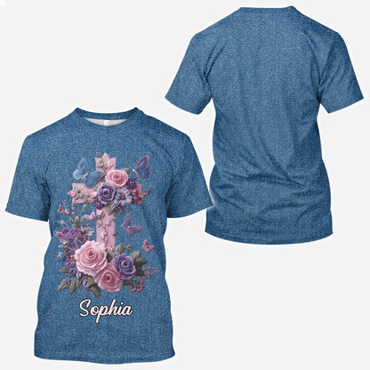 Cross & Floral - Graceful Style Honoring Faith - Personalized Christian All Over Shirt