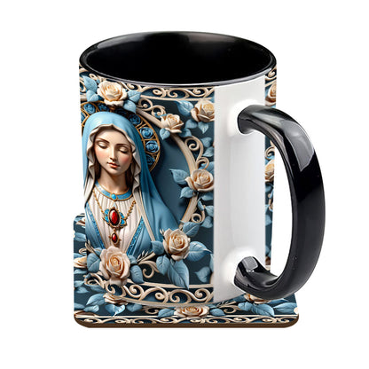 Mother Of God Rosette Wreath Emblem - Personalized Christian Accent Mug