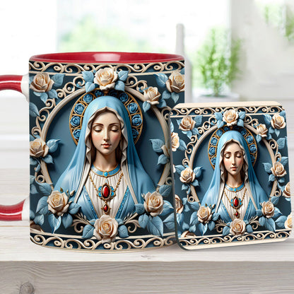 Mother Of God Rosette Wreath Emblem - Personalized Christian Accent Mug