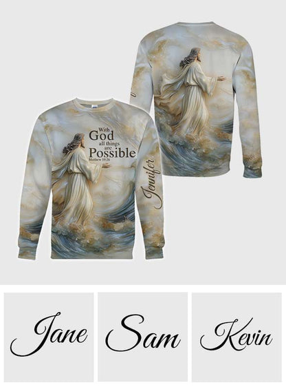 With God All Things Are Possible - Personalized Christian All Over Shirt