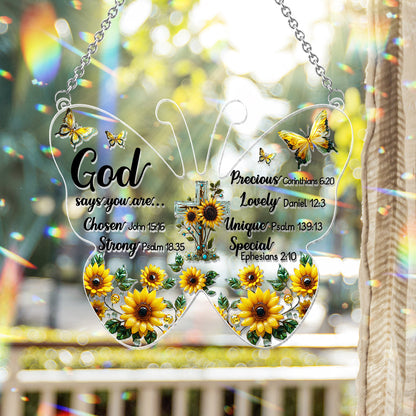 God Says You Are... - Christian Window Hanging Suncatcher Ornament
