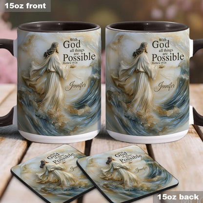 With God All Things Is Posible - Personalized Christian Accent Mug