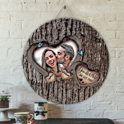 God Bless The Broken Road - Personalized Couple Round Wood Sign
