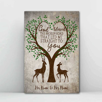 God Blessed The Broken Road - Personalized Couple Hunting Poster