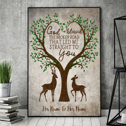 God Blessed The Broken Road - Personalized Couple Hunting Poster