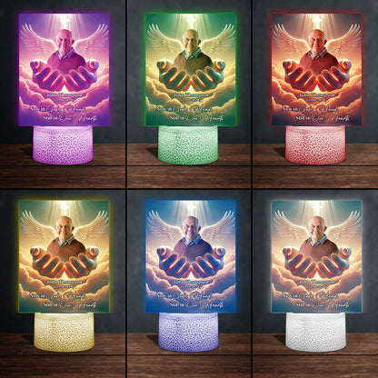 Now in God's hands Still in our hearts - Personalized Memorial Shaped Plaque Light Base