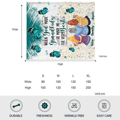 When God Made Grandkids He Gave Me The Best - Personalized Grandma Blanket