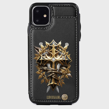 Festive Intricate Patriotic Christian Emblem - Personalized Christian Wallet Phone Case