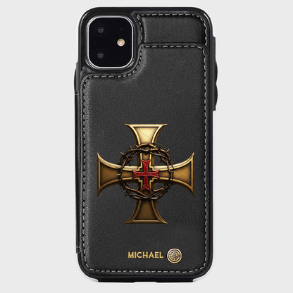 Christmas Golden Cross Crown of Thorns - Personalized Christian Wallet Phone Case