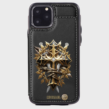 Festive Intricate Patriotic Christian Emblem - Personalized Christian Wallet Phone Case