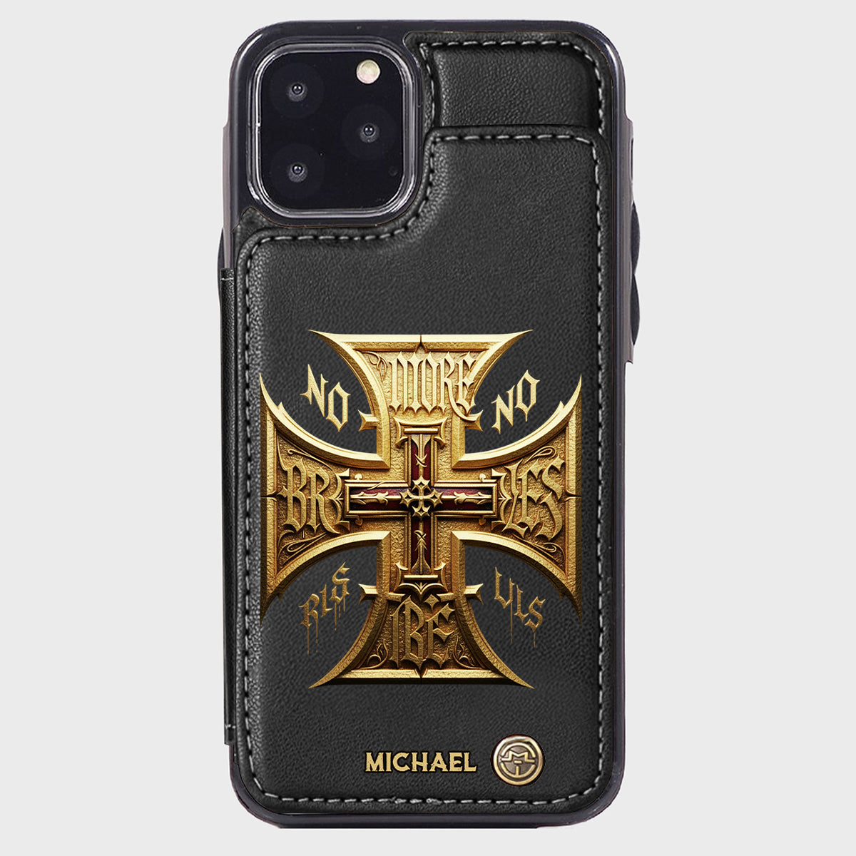 Medieval Cross Detailed Gothic Style - Personalized Christian Wallet Phone Case
