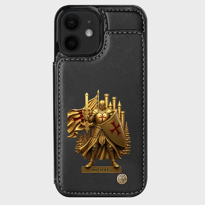 Christmas Gift Golden Templar Knight - Personalized Christian Wallet Phone Case