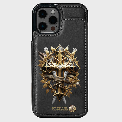 Festive Intricate Patriotic Christian Emblem - Personalized Christian Wallet Phone Case
