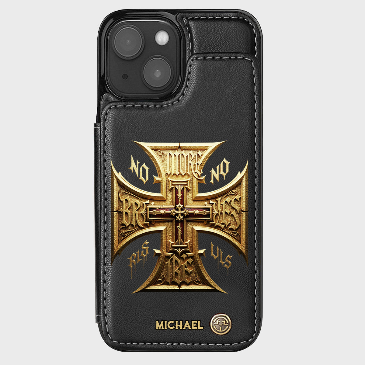 Medieval Cross Detailed Gothic Style - Personalized Christian Wallet Phone Case