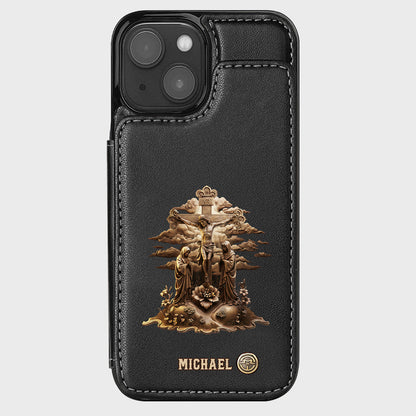 Christmas Sacred Crucifixion Sculpture - Personalized Christian Wallet Phone Case