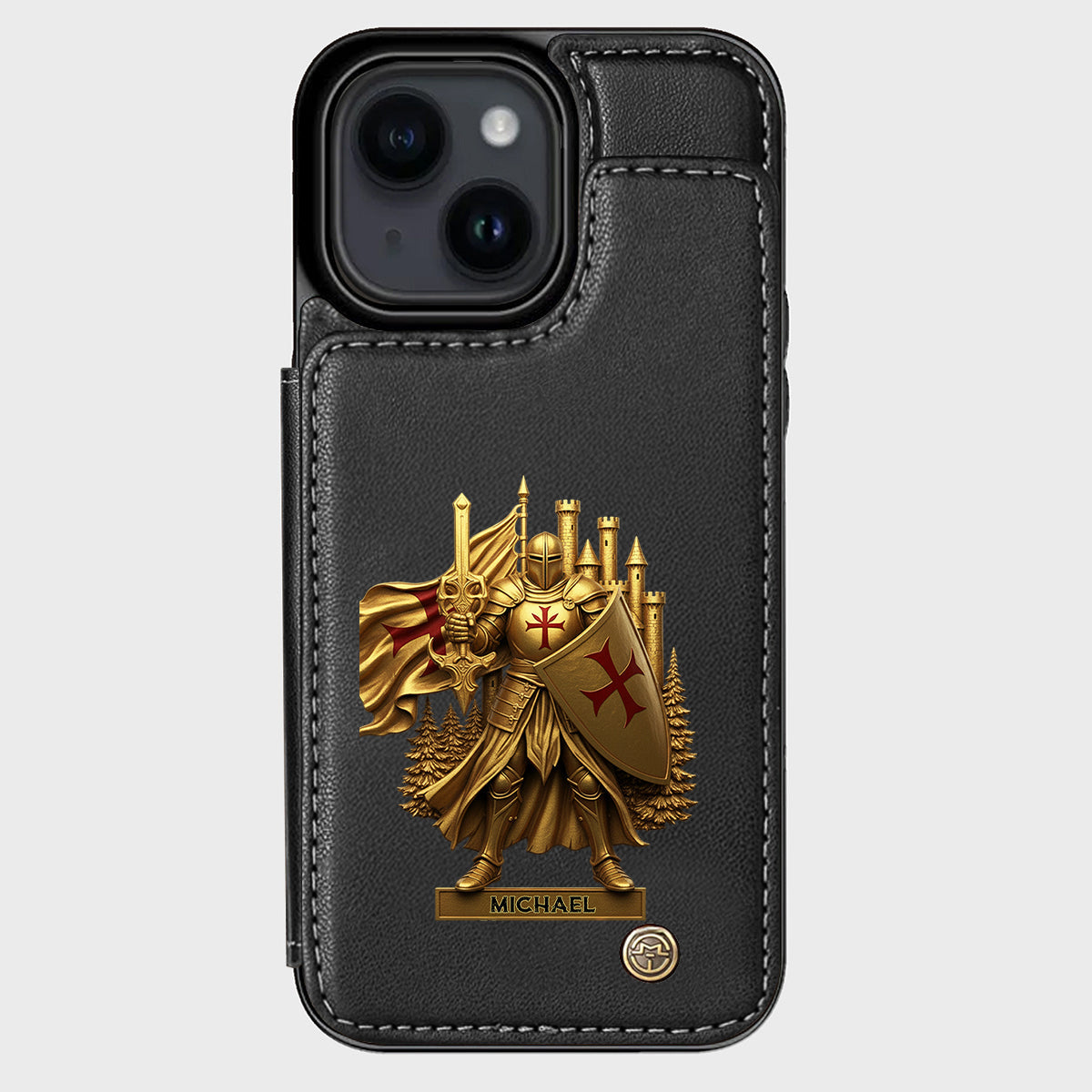 Christmas Gift Golden Templar Knight - Personalized Christian Wallet Phone Case