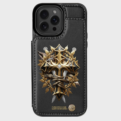 Festive Intricate Patriotic Christian Emblem - Personalized Christian Wallet Phone Case