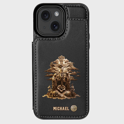 Christmas Sacred Crucifixion Sculpture - Personalized Christian Wallet Phone Case