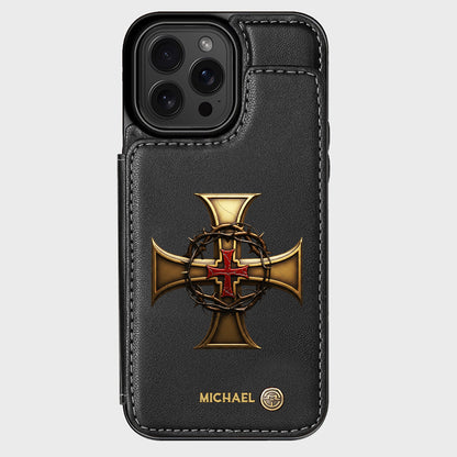 Christmas Golden Cross Crown of Thorns - Personalized Christian Wallet Phone Case