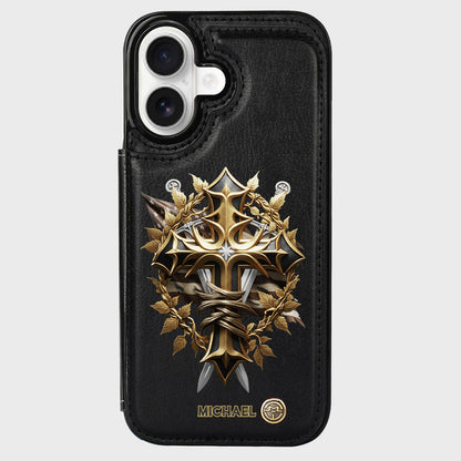 Festive Intricate Patriotic Christian Emblem - Personalized Christian Wallet Phone Case