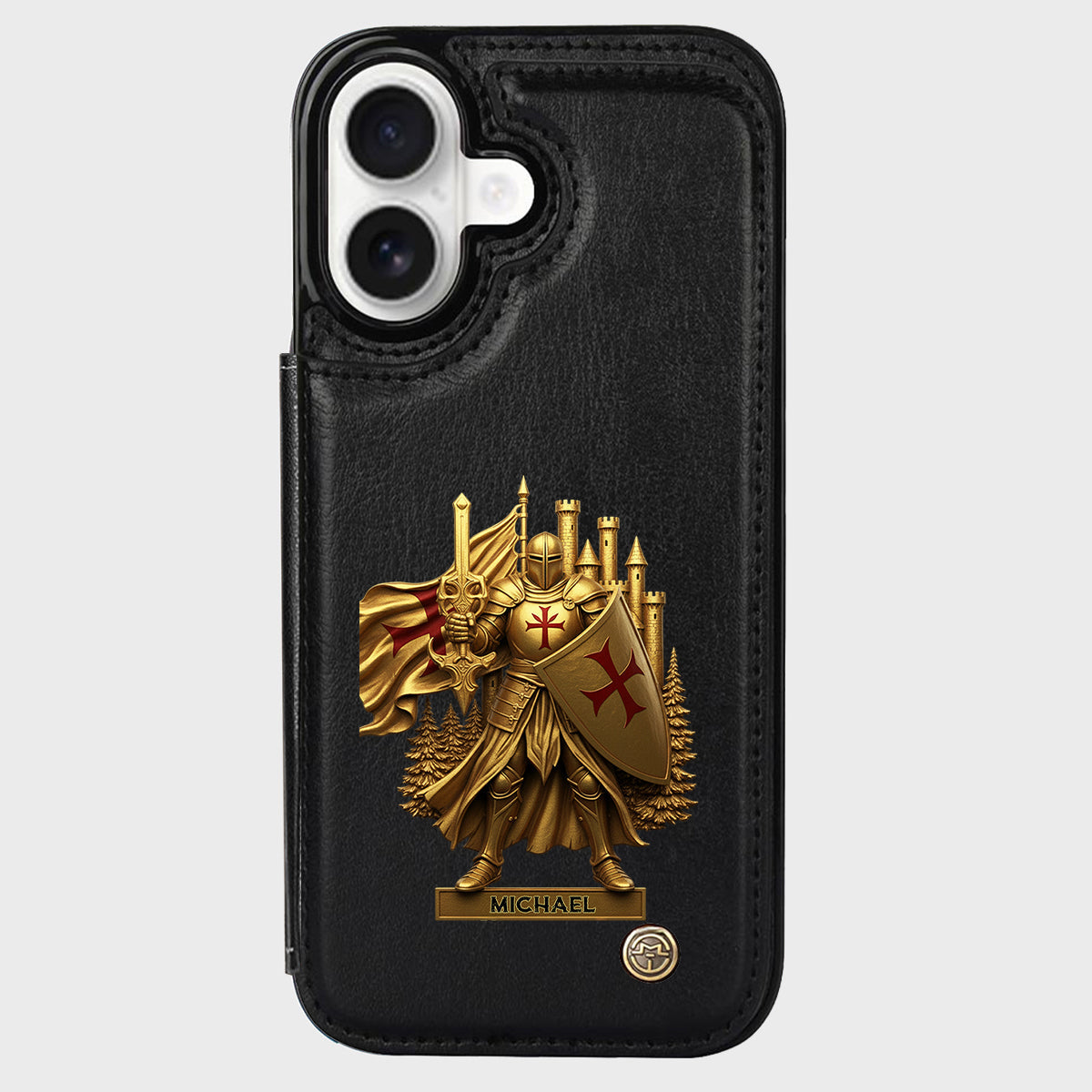Christmas Gift Golden Templar Knight - Personalized Christian Wallet Phone Case