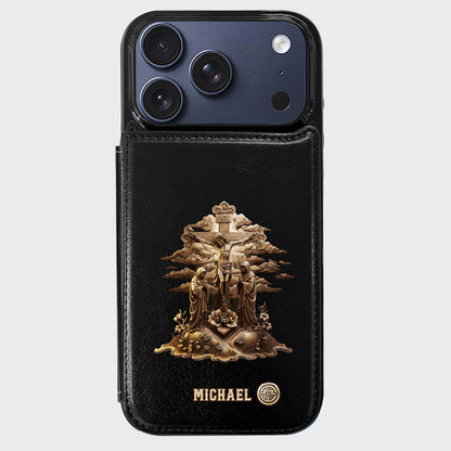 Christmas Sacred Crucifixion Sculpture - Personalized Christian Wallet Phone Case