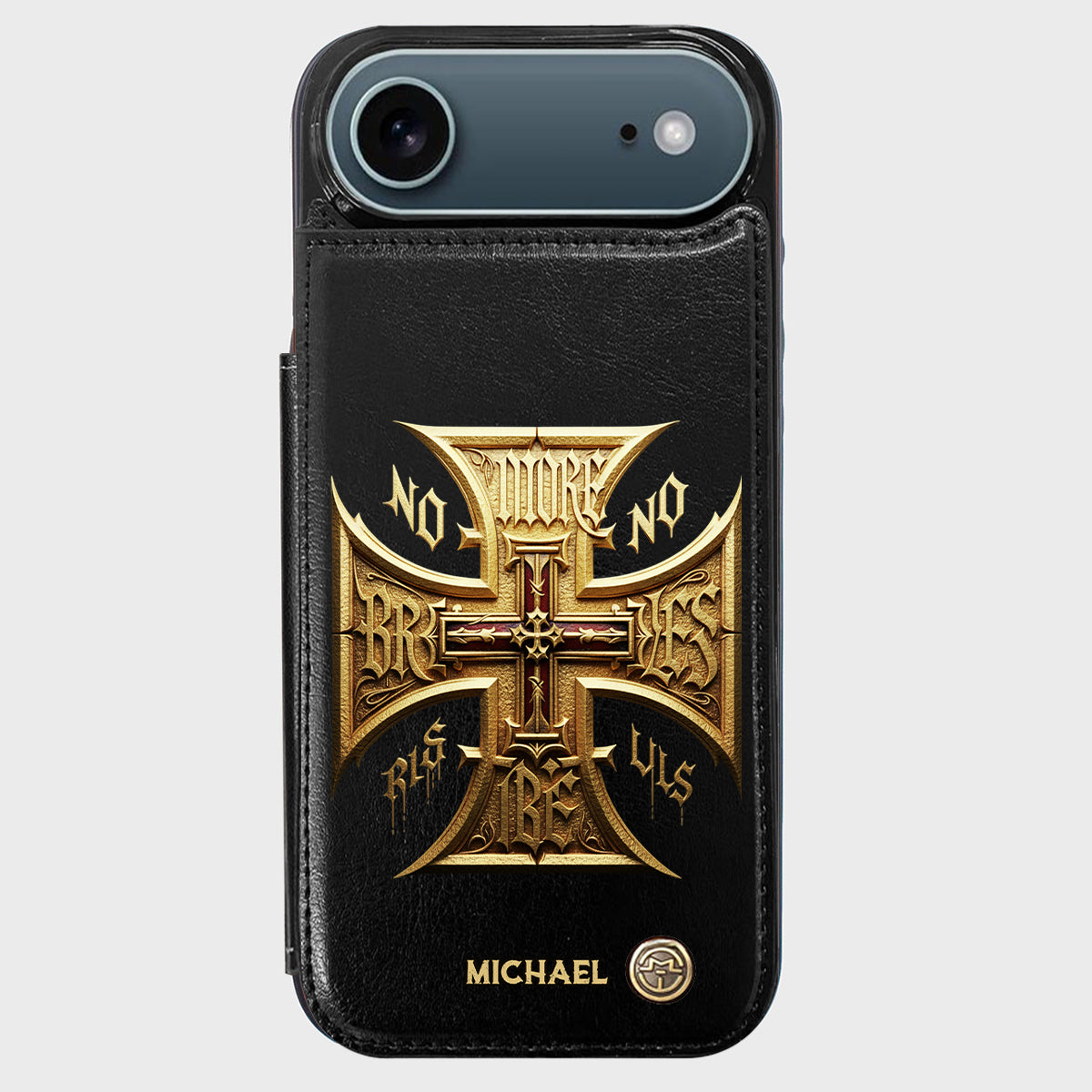 Medieval Cross Detailed Gothic Style - Personalized Christian Wallet Phone Case