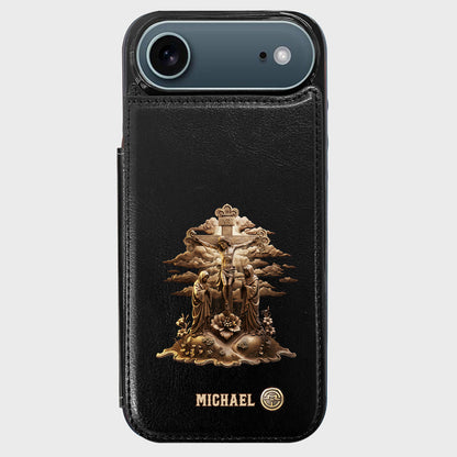 Christmas Sacred Crucifixion Sculpture - Personalized Christian Wallet Phone Case