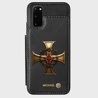 Christmas Golden Cross Crown of Thorns - Personalized Christian Wallet Phone Case