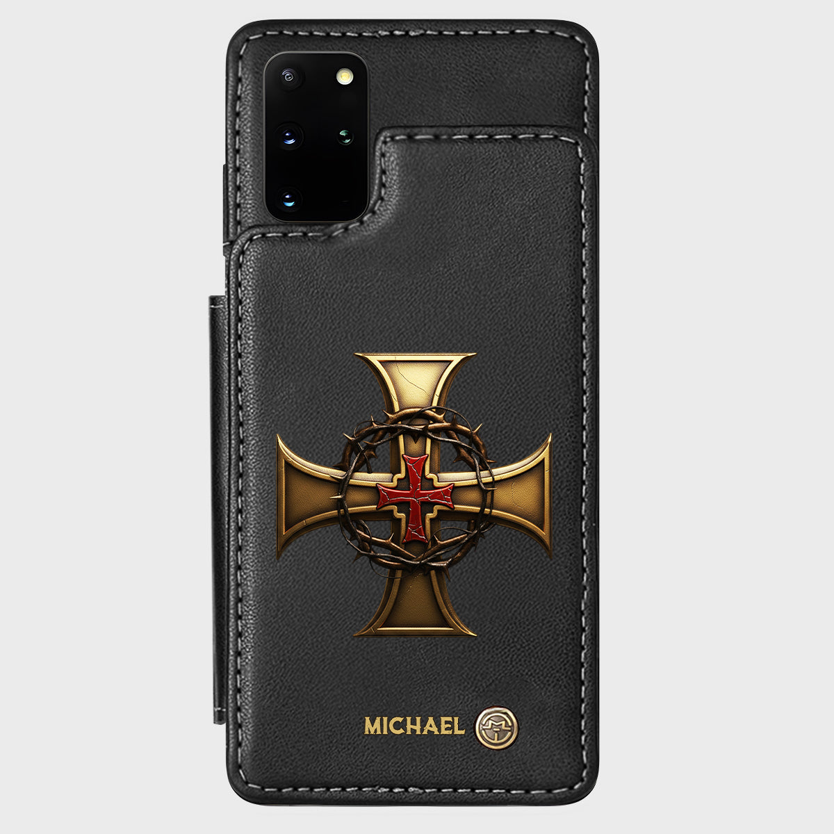 Christmas Golden Cross Crown of Thorns - Personalized Christian Wallet Phone Case