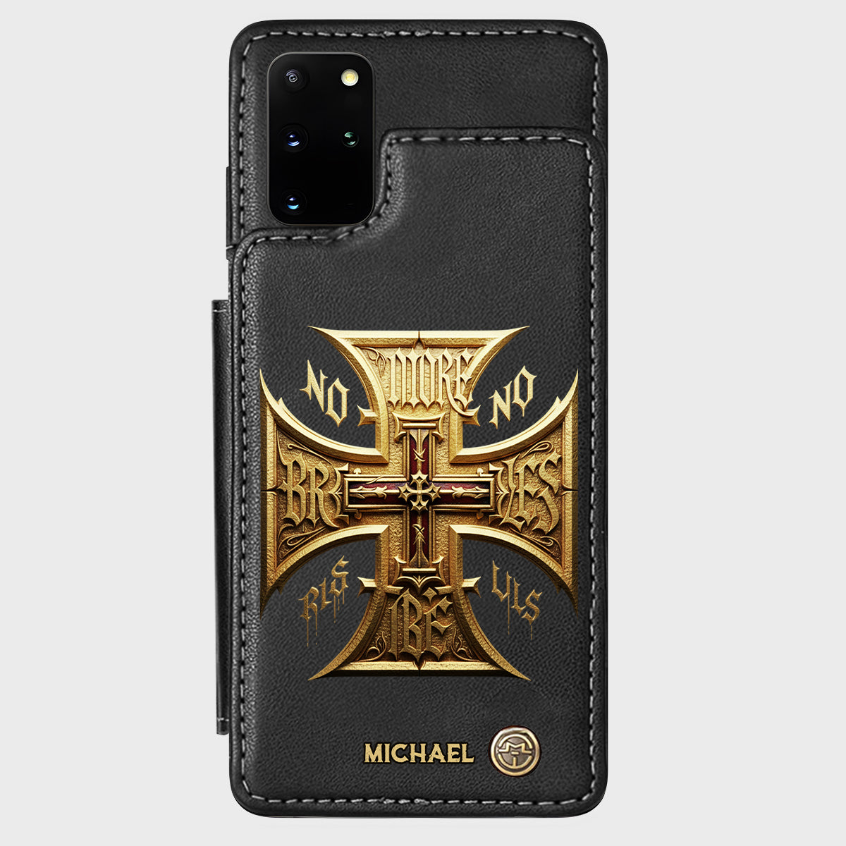 Medieval Cross Detailed Gothic Style - Personalized Christian Wallet Phone Case