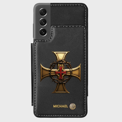 Christmas Golden Cross Crown of Thorns - Personalized Christian Wallet Phone Case
