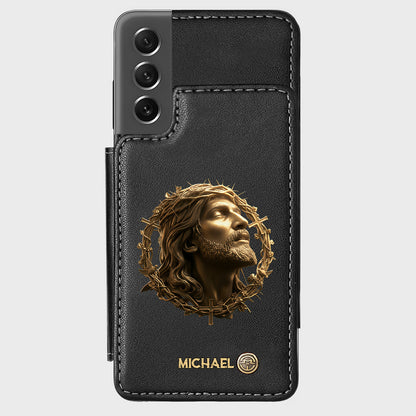 Christmas Jesus Christ Face with Crown of Thorns - Personalized Christian Wallet Phone Case