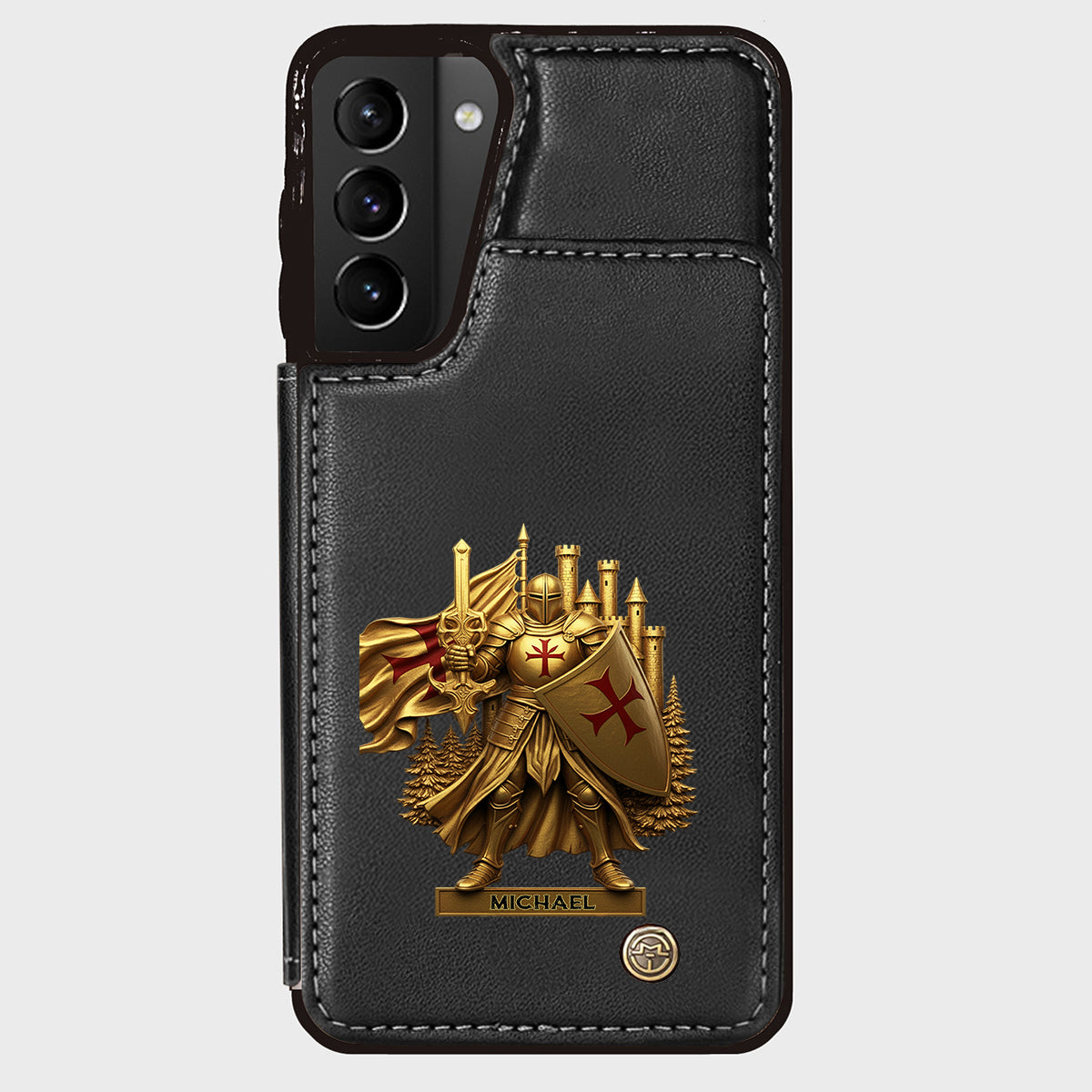 Christmas Gift Golden Templar Knight - Personalized Christian Wallet Phone Case