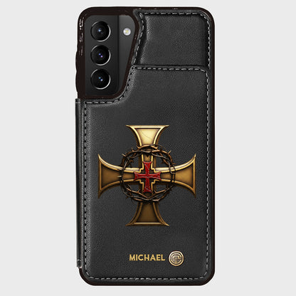Christmas Golden Cross Crown of Thorns - Personalized Christian Wallet Phone Case