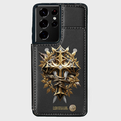 Festive Intricate Patriotic Christian Emblem - Personalized Christian Wallet Phone Case