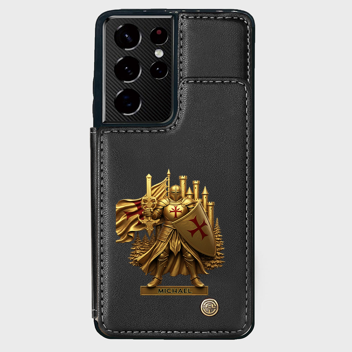 Christmas Gift Golden Templar Knight - Personalized Christian Wallet Phone Case