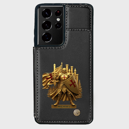 Christmas Gift Golden Templar Knight - Personalized Christian Wallet Phone Case