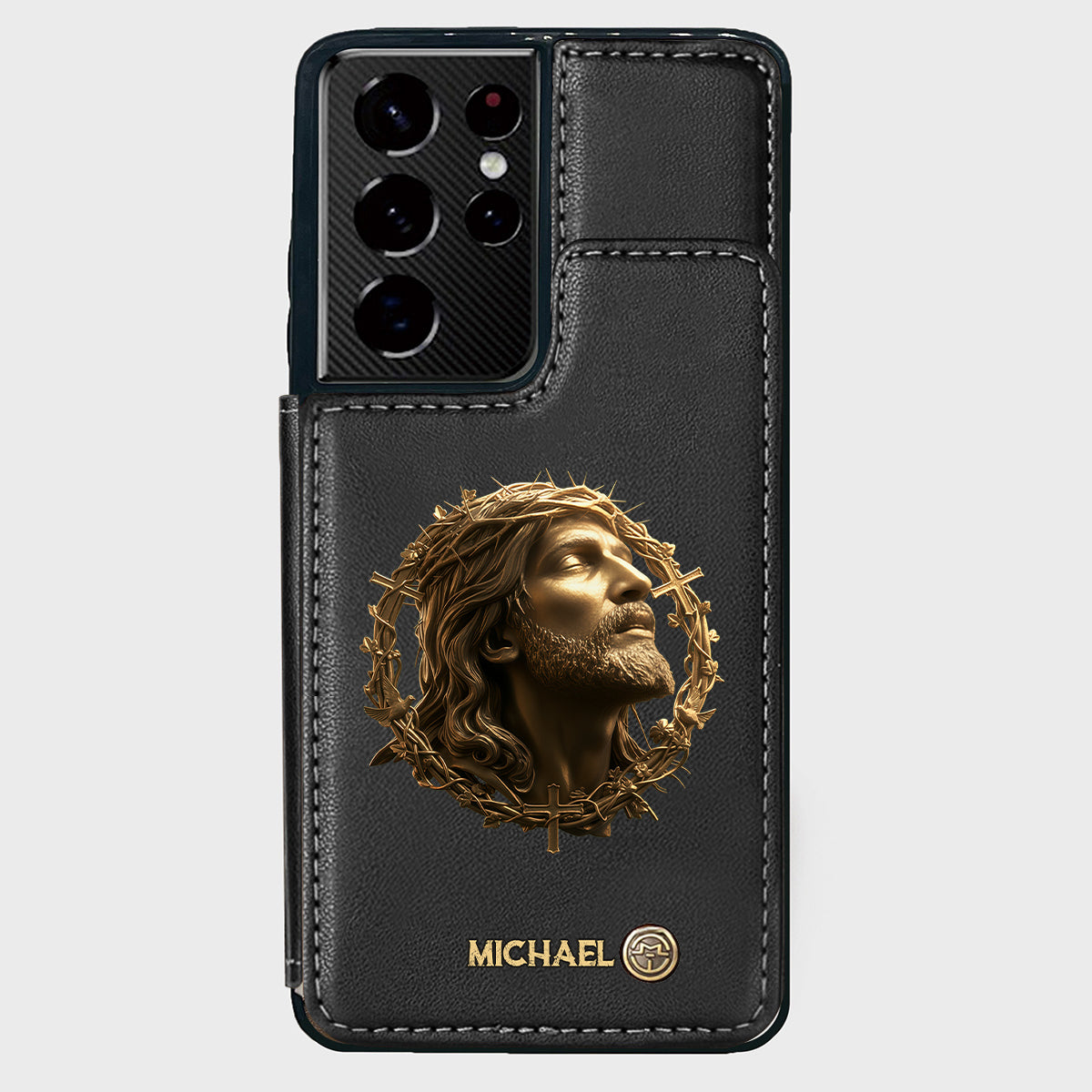 Christmas Jesus Christ Face with Crown of Thorns - Personalized Christian Wallet Phone Case