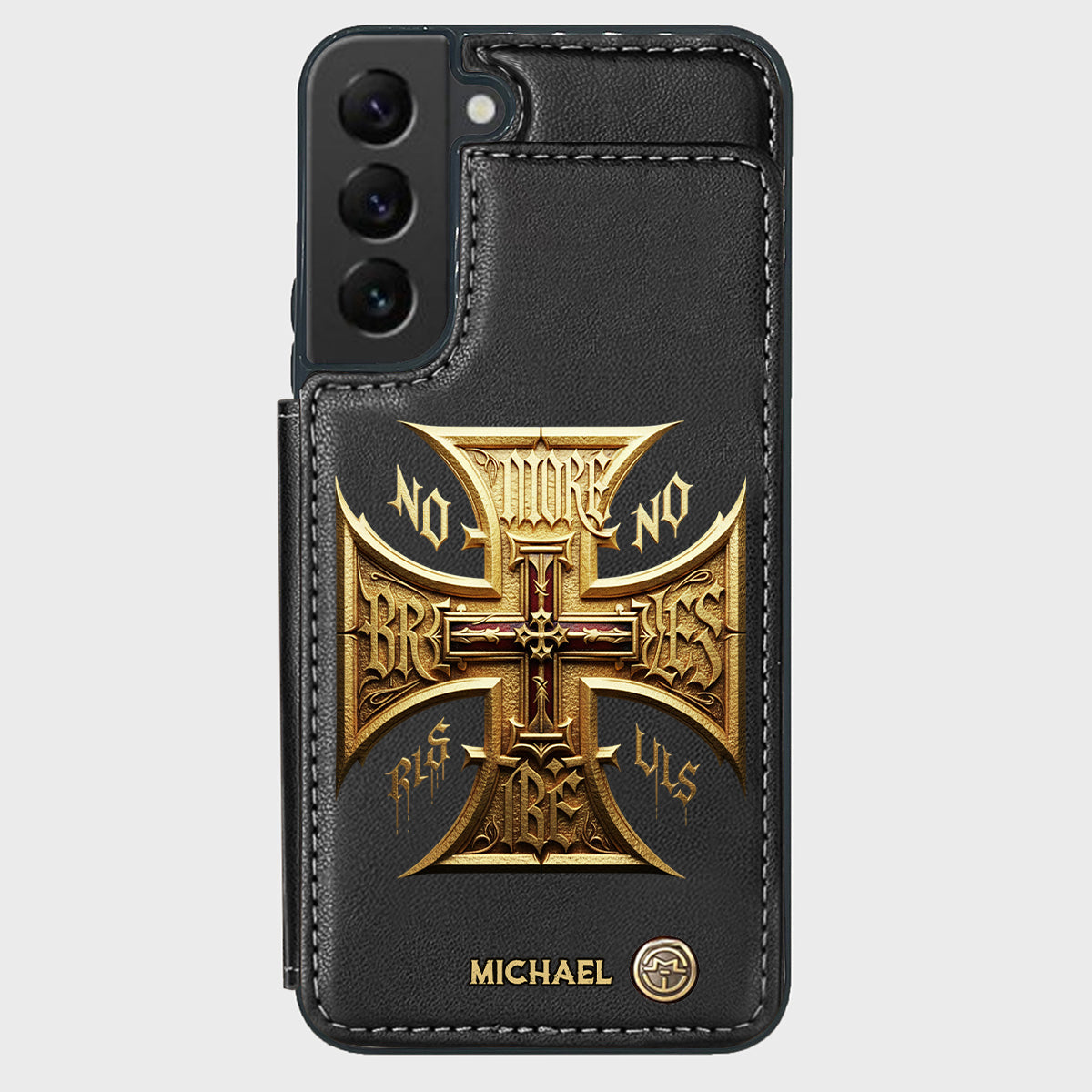 Medieval Cross Detailed Gothic Style - Personalized Christian Wallet Phone Case