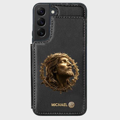 Christmas Jesus Christ Face with Crown of Thorns - Personalized Christian Wallet Phone Case