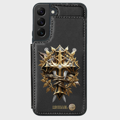 Festive Intricate Patriotic Christian Emblem - Personalized Christian Wallet Phone Case
